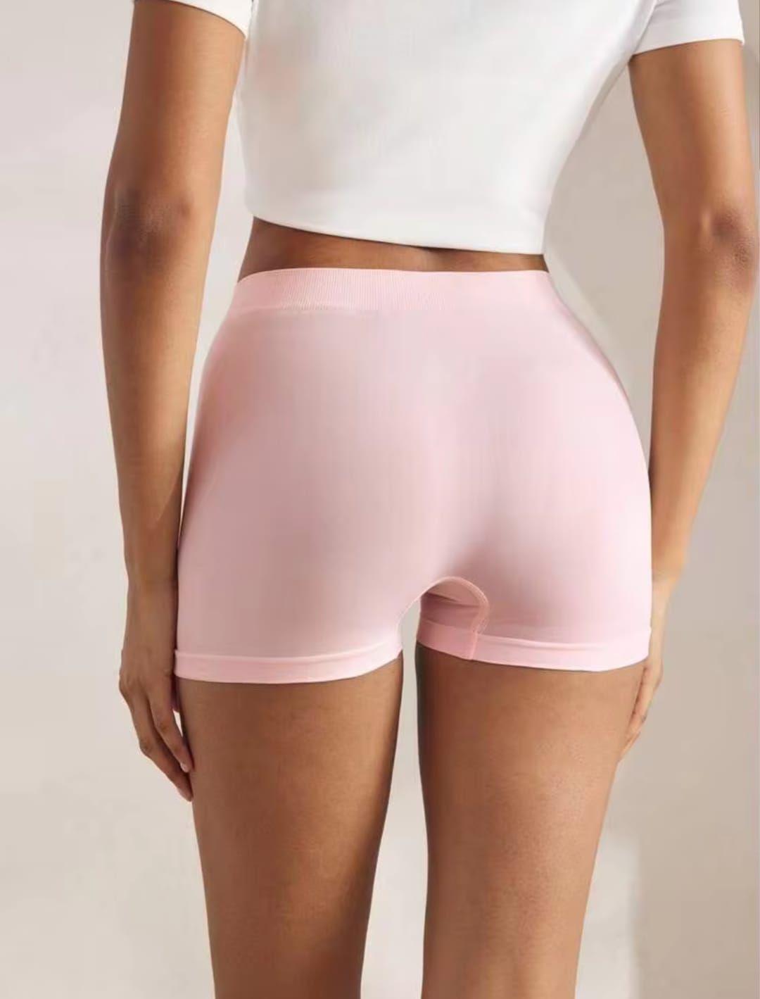 Women's Seamless High-Waisted Stretch Microfiber Slip Shorts & Boybriefs - Light Pink